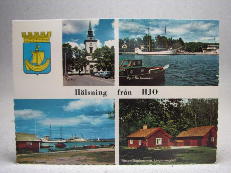 Äldre Vykort - Flerbild från Hjo - Stämplat - Vällingby Centrum 25 År 14/11 1979