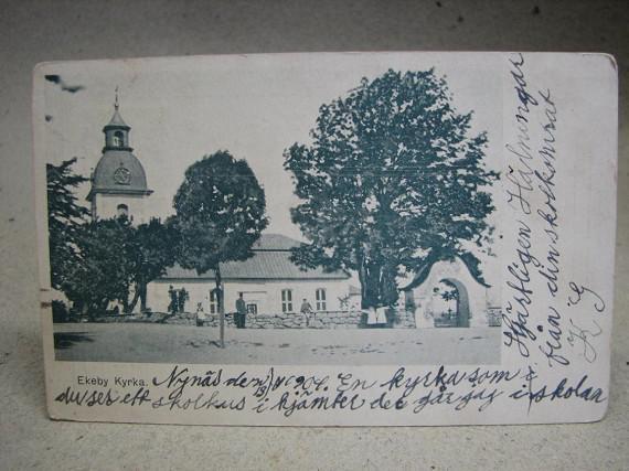 Antikt brefkort - stämplat 1904 - Ekeby kyrka Närke
