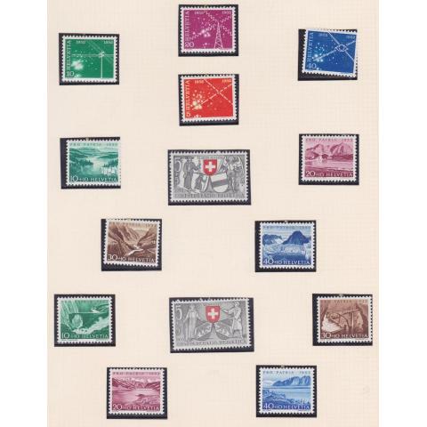 Schweiz, Pro Patria ,*(*) frimärken från åren 1952-5, kompletta serier.