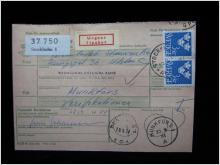 Adresskort med stämplade frimärken - 1964 - Stockholm till Munkfors