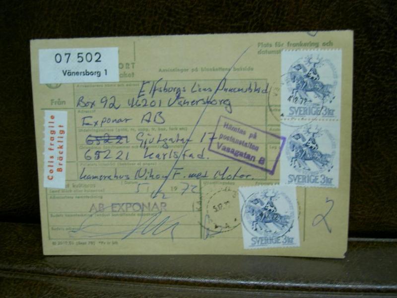 Bräckligt + Paketavi med stämplade frimärken - 1972 - Vänersborg till Karlstad 5