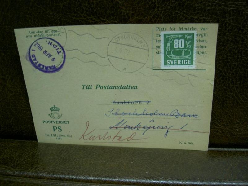 Paketavi med stämplade frimärken - 1962 -  Stockholm 3 till Karlstad 1