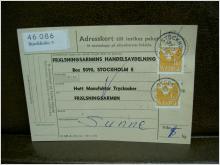 Paketavi med stämplade frimärken - 1964 - Stockholm 5 till Sunne