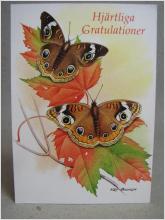Oskrivet Fint Vykort - Vackra Fjärilar- Tecknade
