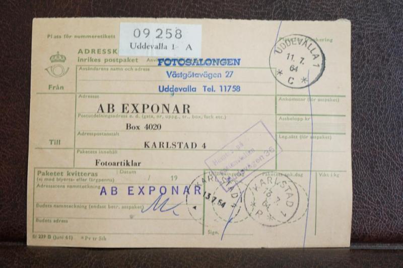 10 st Frimärken på adresskort - stämplat 1964 - Uddevalla 1 A - Karlstad