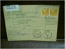 Paketavi med stämplade frimärken - 1964 - Stockholm 18 till Sunne