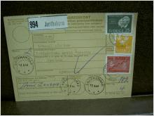 Paketavi med stämplade frimärken - 1964 - Jordholmen till Bäckhammar