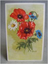 Vykort Stämplat 1954  - Blommor