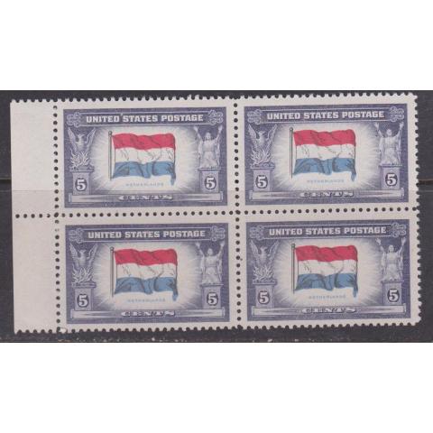 USA, M 521 Flaggor "Netherlands" ** i 4-block