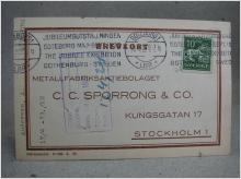 Stämplat Brevkort till C.C Sporrong & Co. fr. Jubileums. Gbg 1923