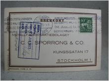 Stämplat Brevkort till C.C Sporrong & Co. fr. Jubileumsutställningen Gbg 1923