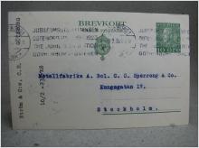 Stämplat Brevkort till C.C Sporrong & Co. fr. Jubileumsutställningen Göteborg 1923