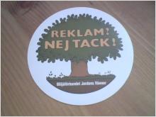 NY! Klisterdekal " REKLAM? NEJ TACK! "