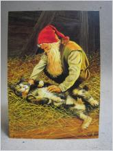 vykort Nr: 231 - Tomten klappar söt katt - Jan Bergerlind