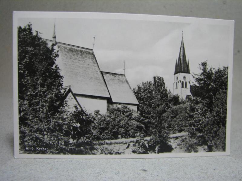 Vy över Kyrkan Alnö 1953 Oskrivet gammalt vykort