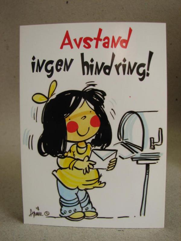 Norskt vykort - Avstand ingen hindring / Design: Annie
