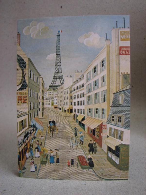 kort - Gatuvy över Paris - Sign. Rodolphe Rousseau