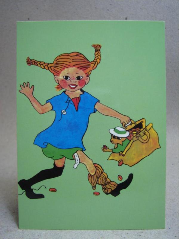 vykort tecknat - Pippi Långstrump (Ur Pippi Långstrump går ombord av Astrid Lindgren) / I. Vang Nyman
