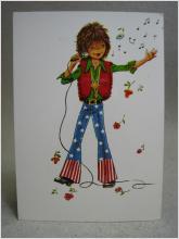 vykort tecknat - Häftig  kille i 1970-tals kläder