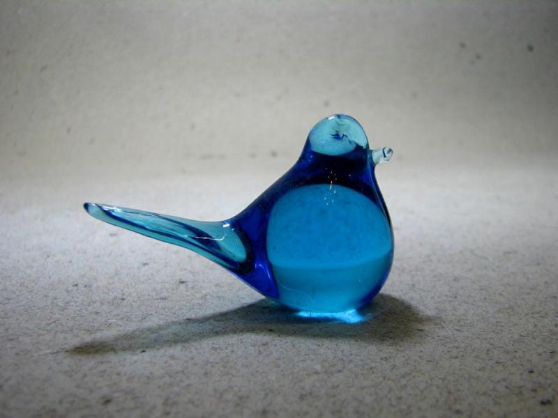 Blå Glasfågel Munblåst