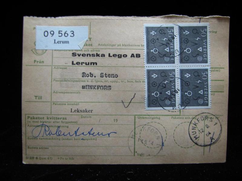 Adresskort med stämplade frimärken - 1964 - Lerum till Munkfors