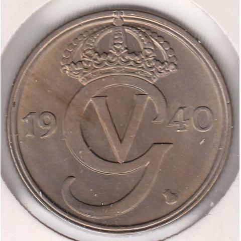 Sverige - 50 öre 1940 nickel kv. 01/0 (ex J.Pedersen)