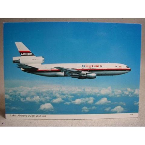 Flygplan Laker Airways DC10 Sky Train Oskrivet äldre vykort