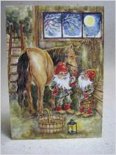 Julkort med Häst Tomtar av Ingrid Elf Oskrivet vykort