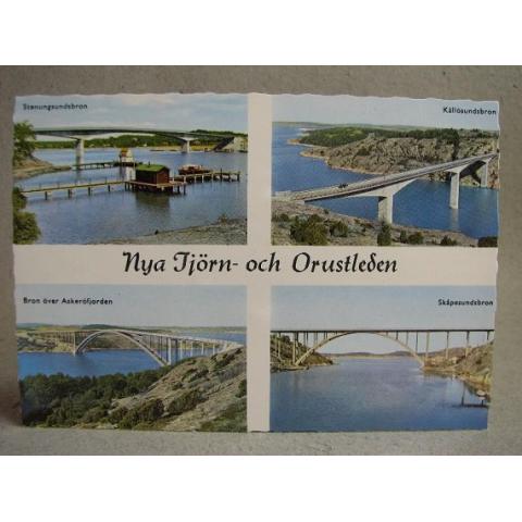 Broar på Vya Tjörn och Orustleden Bohuslän skrivet Äldre vykort