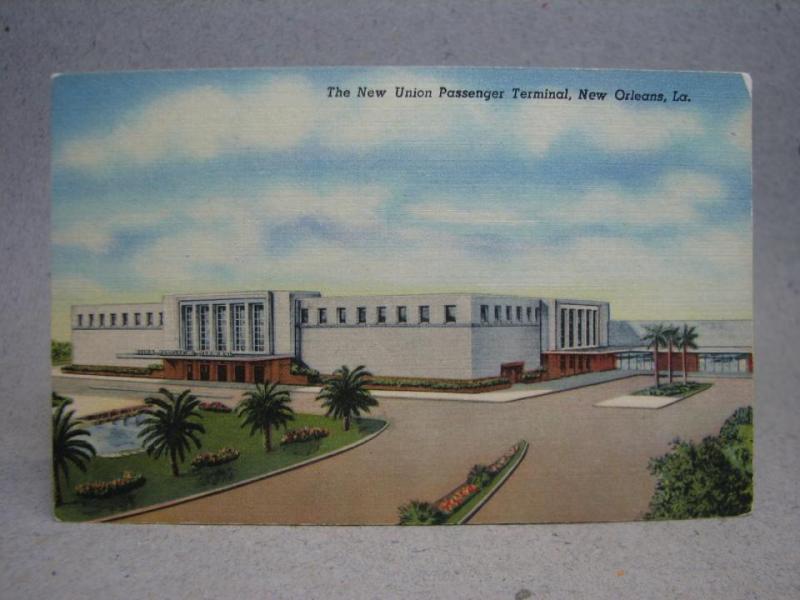New Union Passenger Terminal New Orleans Oskrivet gammalt vykort