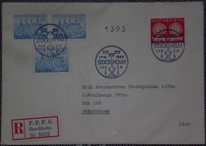 FDC 17/6 1953 Stockholm 700 år