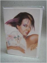 Oskrivet Gratulationskort med Kuvert - Flicka med katt