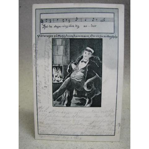 Antikt Brefkort 1902 Studenten skrivet gammalt vykort humor