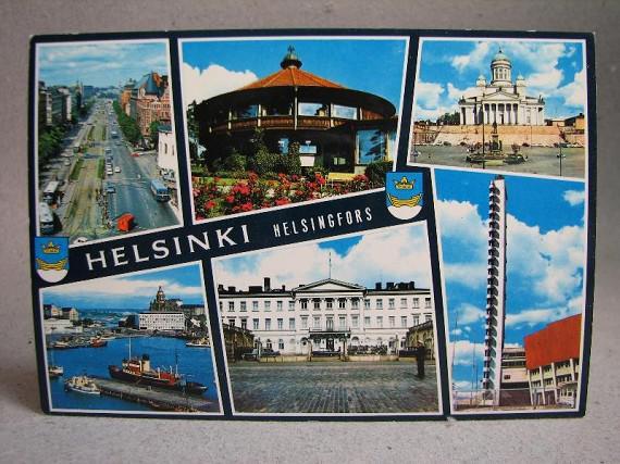 Helsingfors Bilar Buss Fartyg Finland Flerbild Oskrivet