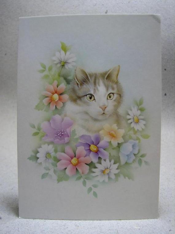 Oskrivet - Fint Tecknat vykort - Söt Katt