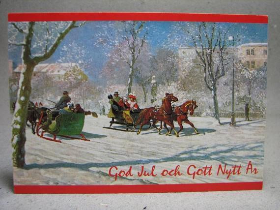 Vykort med text God Jul och Gott Nytt År