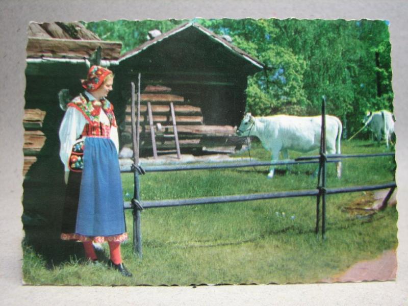 Vykort - Folkdräkt från Floda - Skansen 1970