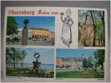 Vyer från Fridas stad Vänersborg Västergötland Oskrivet äldre vykort