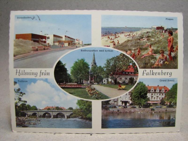 Havsbad Tullbron Grand Falkenberg 1962 Halland skrivet äldre vykort