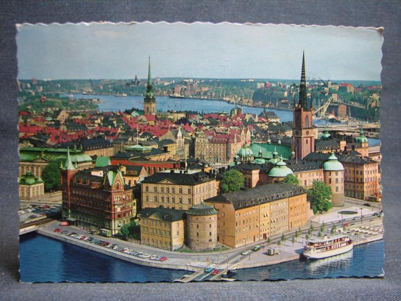 Vykort - Vy över Riddarholmen Stockholm 1965