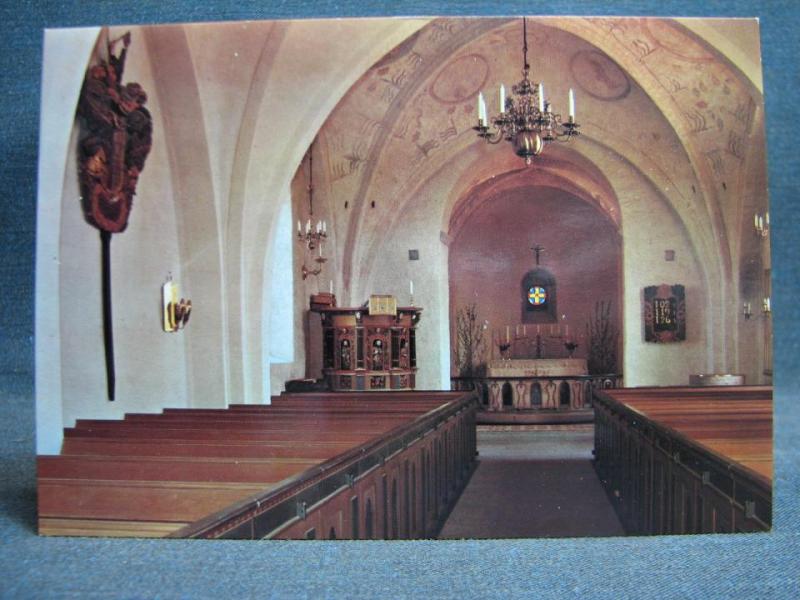 Vykort - Fornåsa kyrka interiör