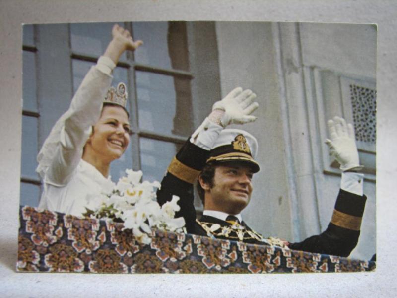 Oskrivet vykort - H.M. Konung Carl XVI Gustaf och H.M. Drottning Silvia Bröllopsdag 19 juni 1976