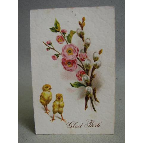 Antikt vykort - Glad Påsk med kycklingar 