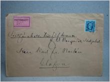 Försändelse med stämplat antikt  frimärke - Heljebol 20/1 1910 + Postförskottsmärke