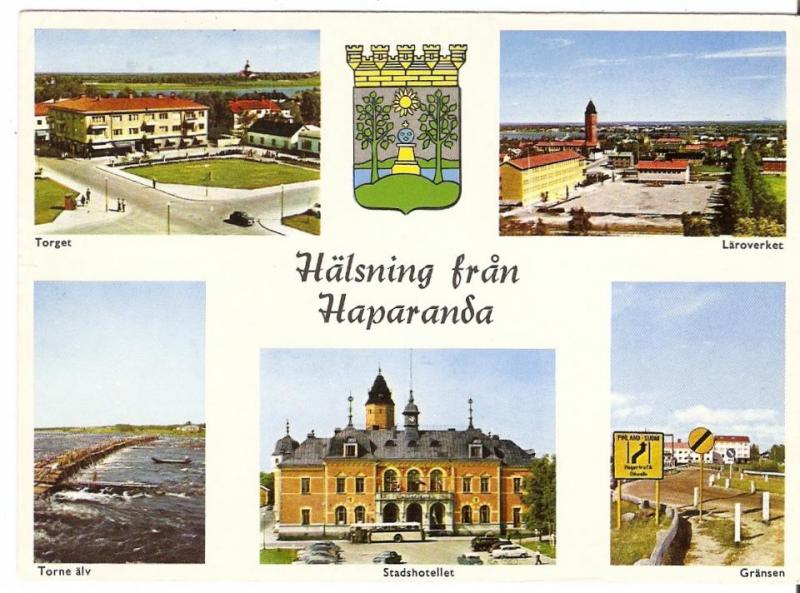 Vykort, Norrbotten. Haparanda,Hälsning,,,1958,,ULTRA kort..