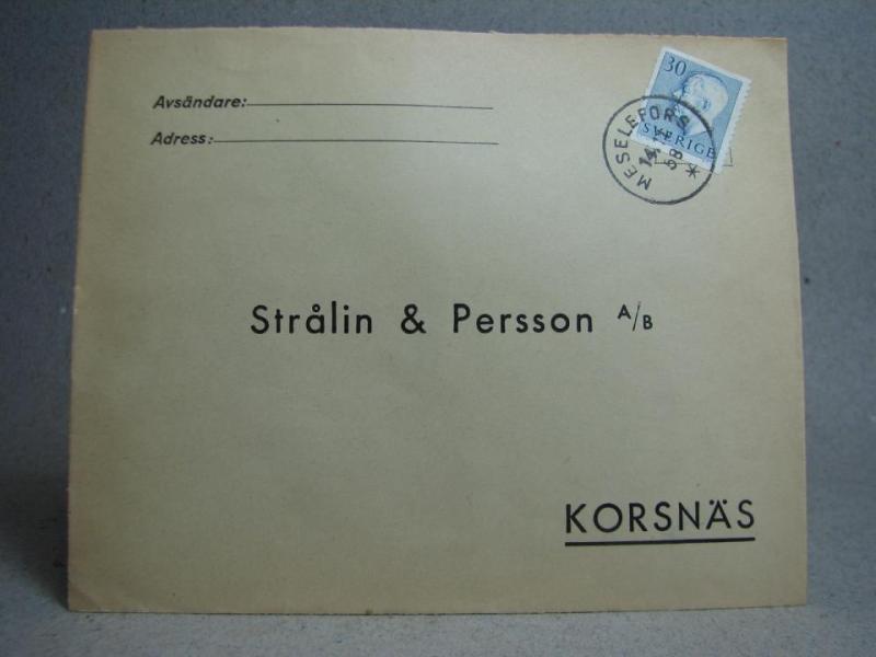 Försändelse med stämplat frimärke - Meselefors 14/11 -58