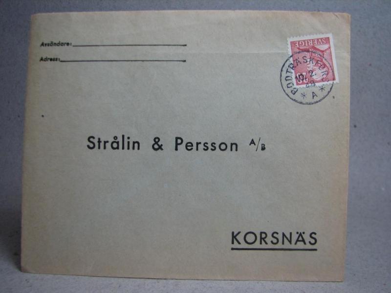 Försändelse med stämplat frimärke - Bodträskfors 10/2 -48