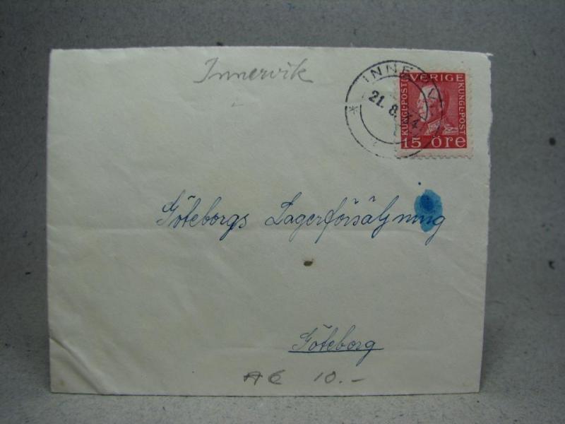 Försändelse med stämplat frimärke - Innervik 21/8 1934