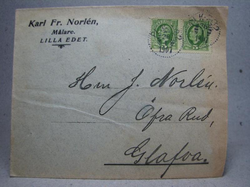 Försändelse med stämplat frimärke -  PLK ?82 26/1 1907