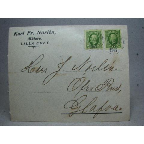 Försändelse med stämplat frimärke -  Lilla Edet 13/6 1907